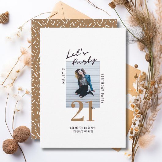 Einfache Single Foto 21. Geburtstagsfeier Party Ei Einladung