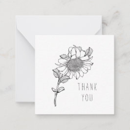 Einfache Single handGezeichnet Sonnenblume Danke,  Mitteilungskarte