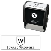 Einfache Single Initialmonogramm im Wappen mit Nam Permastempel (Beispiel)