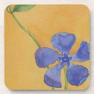 Einfache Single-Vinca-Blüte auf goldenem Buff-Hint Getränkeuntersetzer