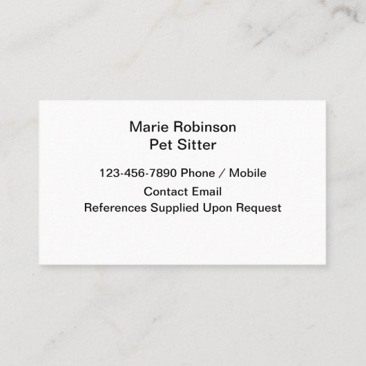 Einfache Sitter-Theme Visitenkarten Visitenkarte (Rückseite)