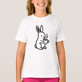 Einfache sitzende Hase Kaffee Kunst T-Shirt