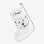 Einfache Skizze mit Namen für den Polarbär Kleiner Weihnachtsstrumpf (Rückseite (Hängend))
