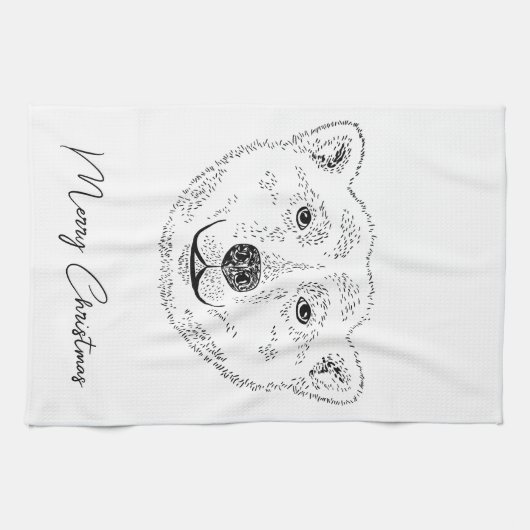 Einfache Skizze mit Polar-Bären und Text Geschirrtuch (Horizontal)