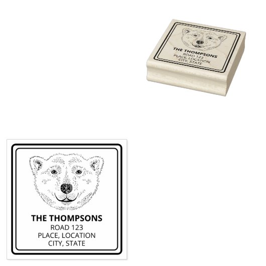 Einfache Skizze mit Polar-Bären und Text Gummistempel (Stempel)