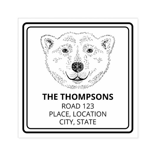 Einfache Skizze mit Polar-Bären und Text Gummistempel (Prägung)