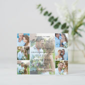 einfache Skript 7 Fotos Collage Hochzeit Einladung (Stehend Vorderseite)
