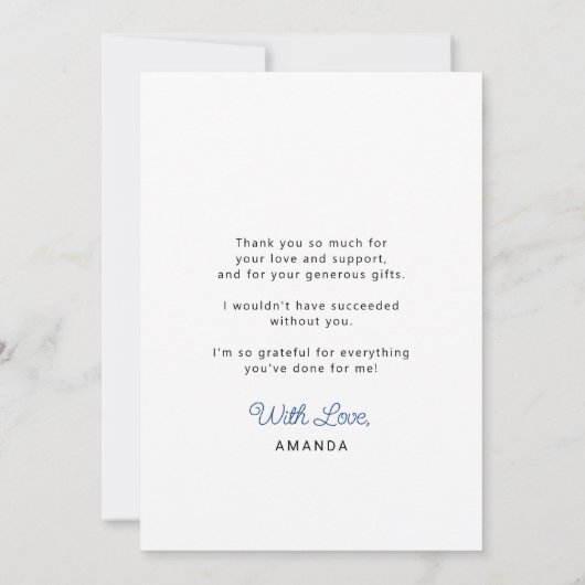 Einfache Skript Abschluss FOTO Dankeschön Karte (Rückseite)