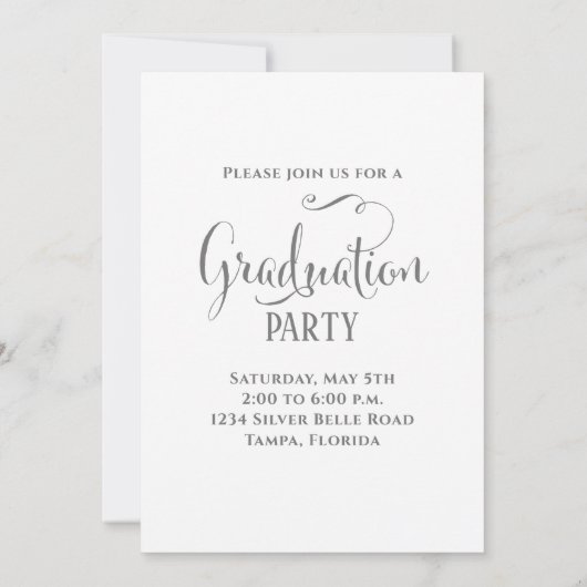 Einfache Skript-Abschluss-Fotovorlage Einladung (Rückseite)