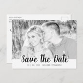 Einfache Skript-Auswahl | B&W Save the Date Postkarte (Vorne/Hinten)