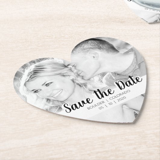 Einfache Skript-Auswahl | B&W Save the Date Untersetzer (angewinkelt)