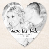 Einfache Skript-Auswahl | B&W Save the Date Untersetzer (Vorderseite)