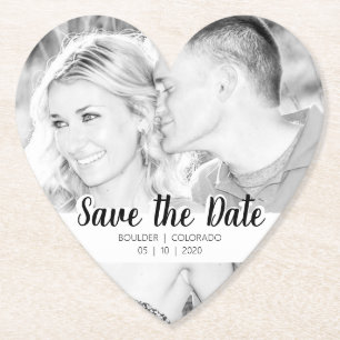 Einfache Skript-Auswahl   B&W Save the Date Untersetzer