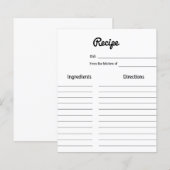 einfache Skript-Brautparty-Rezeptkarte (Vorne/Hinten)