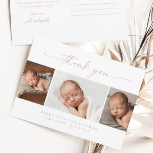 Einfache Skript-Foto-Collage Baby Danke Postkarte