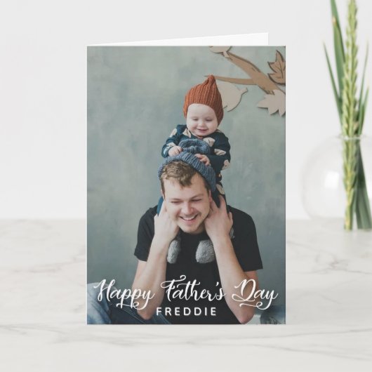 Einfache Skript-Foto Happy Father Karte (Vorderseite)