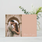 Einfache Skript-Foto Hochzeit Dankeschön-Karte Karte (Stehend Vorderseite)