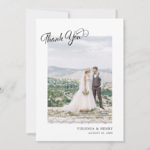 Einfache Skript-Foto-Hochzeit Dankeskarte