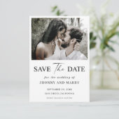 Einfache Skript-Foto-Hochzeit speichern Sie die Da Save The Date (Stehend Vorderseite)
