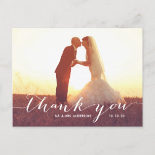 Einfache Skript-Foto Hochzeit Vielen Dank Postcard Postkarte