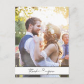 Einfache Skript-Foto Hochzeitbudget Vielen Dank Postkarte (Vorderseite)