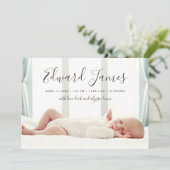 Einfache Skript-Foto-Overlay-Geburtserklärung Ankündigung (Stehend Vorderseite)