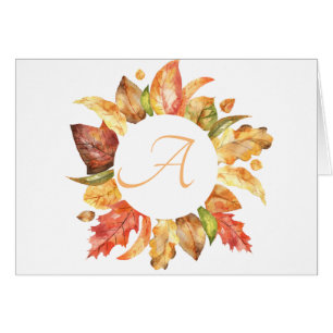 Einfache Skript-Herbstlaub Wreath Monogram