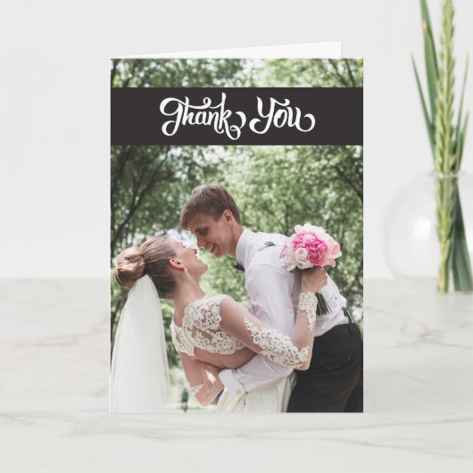 Einfache Skript-Hochzeit danken Ihnen faltete Dankeskarte (Vorderseite)