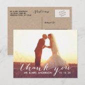 Einfache Skript-Hochzeits-Dankeskarten Postkarte (Vorne/Hinten)