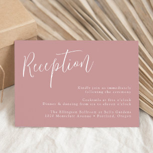 Einfache Skript-Hochzeitsempfang Dusty Rose Begleitkarte