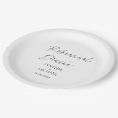Einfache Skript-Hochzeitsprobe-Abendessen Pappteller (Schrägansicht)
