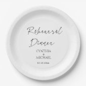 Einfache Skript-Hochzeitsprobe-Abendessen Pappteller (Vorderseite)