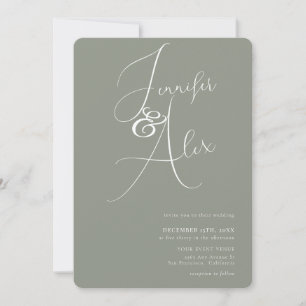 Einfache Skript-Minimalist-Foto-Collage-Hochzeit Einladung