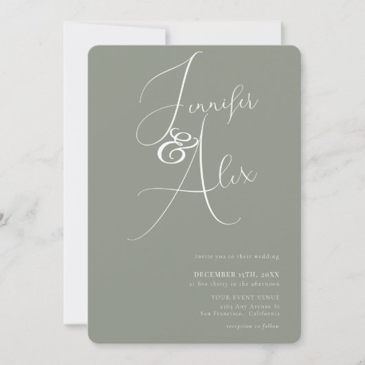 Einfache Skript-Minimalist-Foto-Collage-Hochzeit  Einladung (Vorderseite)