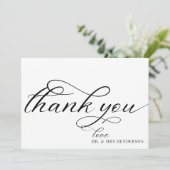 Einfache Skript Minimalistisch Hochzeit Dankeschön Dankeskarte (Stehend Vorderseite)