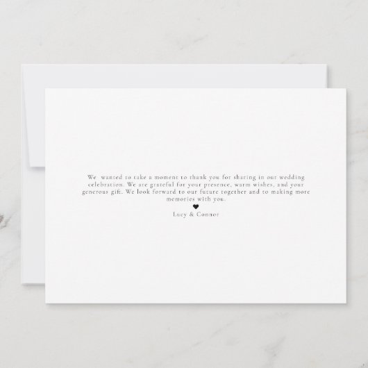 Einfache Skript Minimalistisch Hochzeit Dankeschön Dankeskarte (Rückseite)