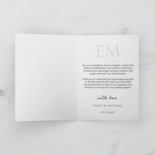 Einfache Skript Moderne Foto-Hochzeit Danke (Innenseite)