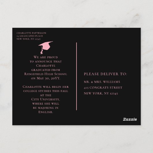 Einfache Skript Multi Foto Abschluss Ankündigung Postkarte (Rückseite)