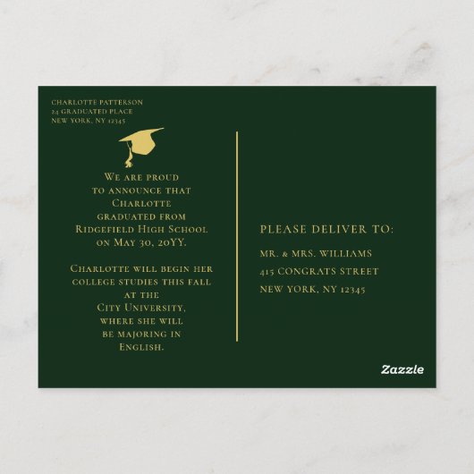 Einfache Skript Multi Foto Abschluss Ankündigung Postkarte (Rückseite)