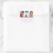 Einfache Skript Multi Foto Abschluss Ankündigung Quadratischer Aufkleber (Tasche)