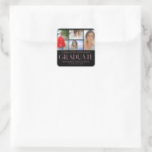 Einfache Skript Multi Foto Abschluss Ankündigung Quadratischer Aufkleber (Tasche)