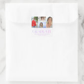 Einfache Skript Multi Foto Abschluss Ankündigung Quadratischer Aufkleber (Tasche)