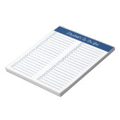 Einfache Skript-Navy-linierte Zwei-Spalten-Checkli Notizblock (Rotiert)