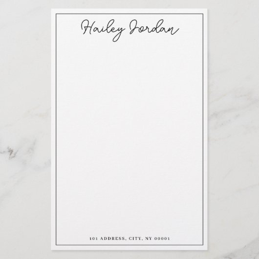 Einfache Skript-Personalisiert-Monogram-Stationier Briefpapier (Vorderseite)