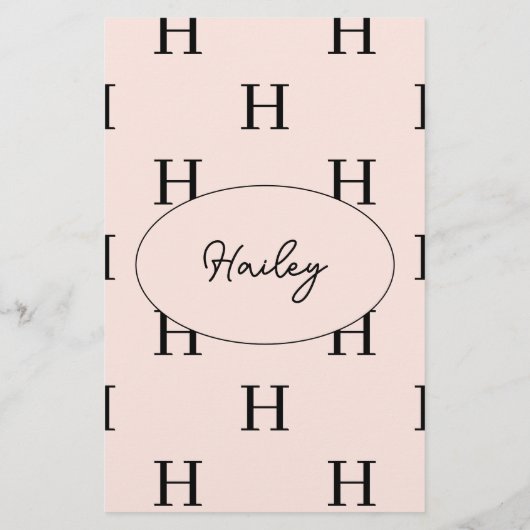 Einfache Skript-Personalisiert-Monogram-Stationier Briefpapier (Rückseite)