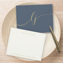 Einfache Skript-Personalisiert Stationery Navy & G