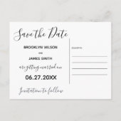 Einfache Skript-Save-The-Date-Postkarten Ankündigungspostkarte (Rückseite)