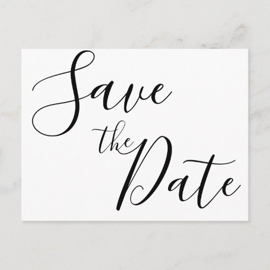 Einfache Skript-Save-The-Date-Postkarten Ankündigungspostkarte (Vorderseite)