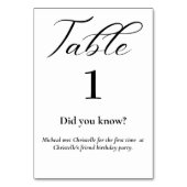 Einfache Skript Spaß Fakten Hochzeit Tischnummer (Rückseite)