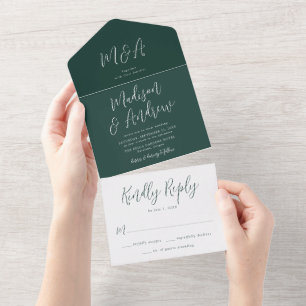 Einfache Skript Waldgrüne Hochzeit All In One Einladung